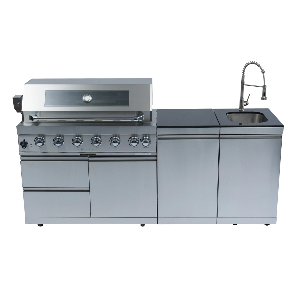 6-Burner 85,000 BTU Stainless Steel Outdoor Kitchen Island with Sink & Storage – Silver
