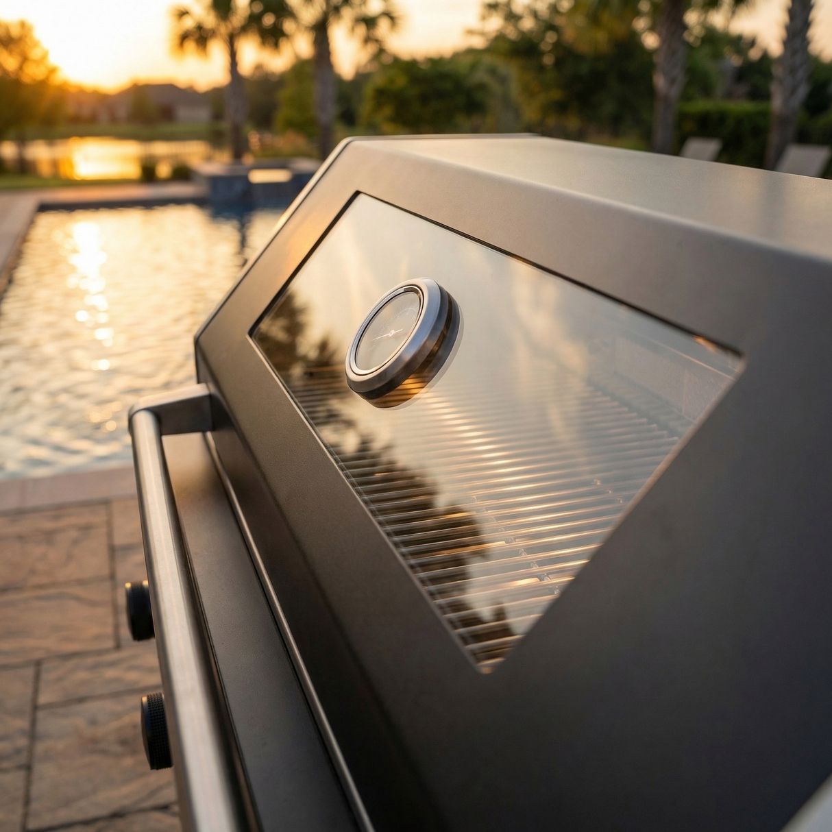 65" Outdoor Kitchen with 4-Burner Grill, Round Side Burner & Refrigerator – Black