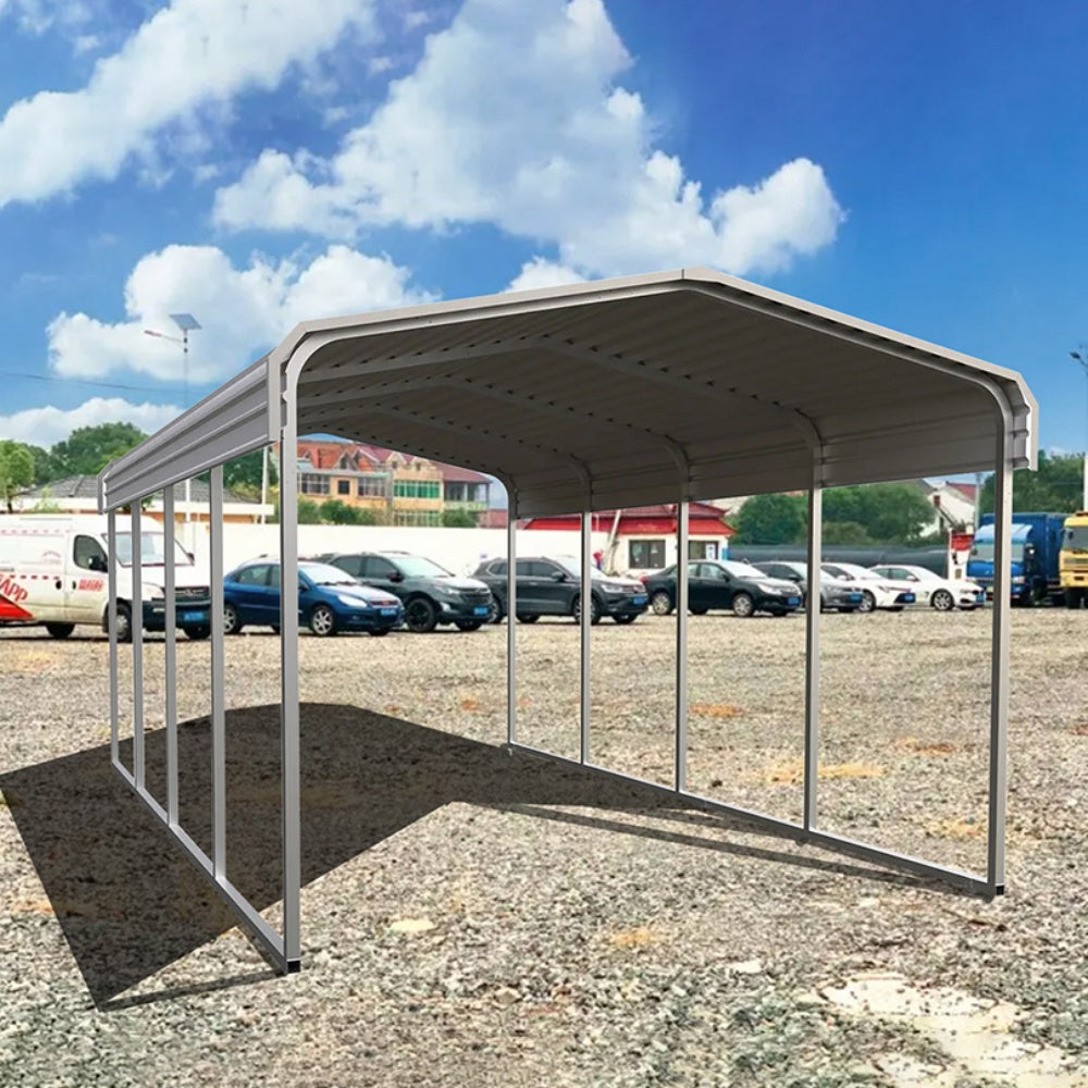Chery Industrial 11' × 20' Heavy-Duty Metal Carport – Cream
