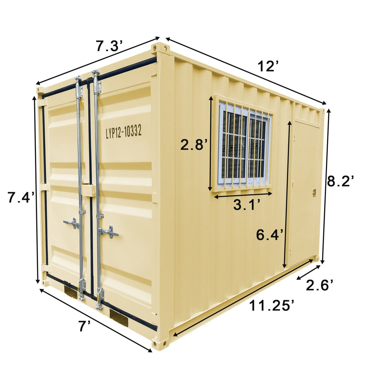 12' Compact Corten-Steel Shipping and Storage Container – Two Door Configurations