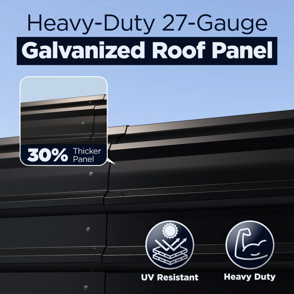 12' × 30' Heavy-Duty Metal Carport with Corrugated Steel Roof