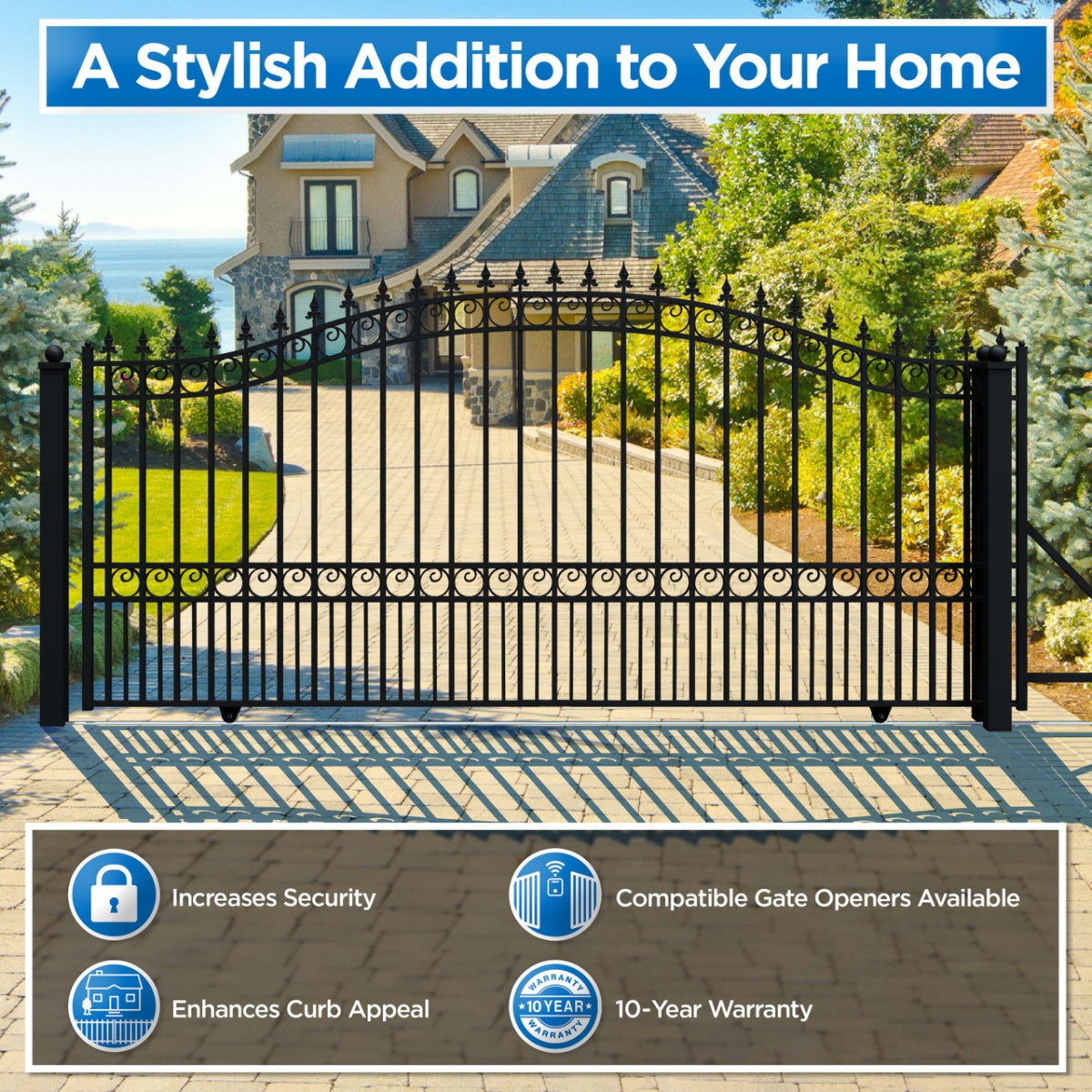 ALEKO 14' × 6' Galvanized-Steel Sliding Driveway Gate