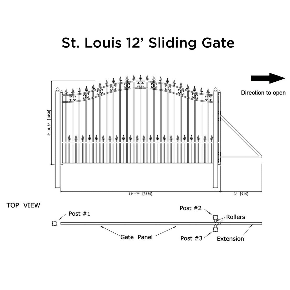 ALEKO 12' × 6' Galvanized-Steel Sliding Driveway Gate