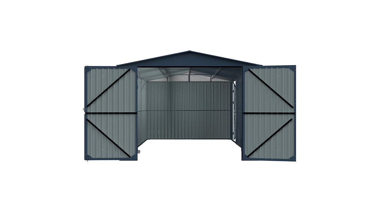 13' × 20' Upgraded Metal Garage Shed with Double Front Doors & Side Entry