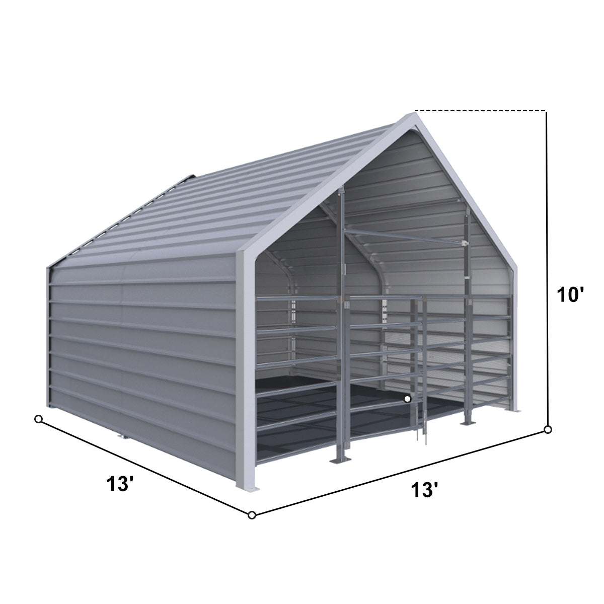 Chery Industrial 13' × 13' Metal Livestock Shelter with Full Rear Wall — product view 2