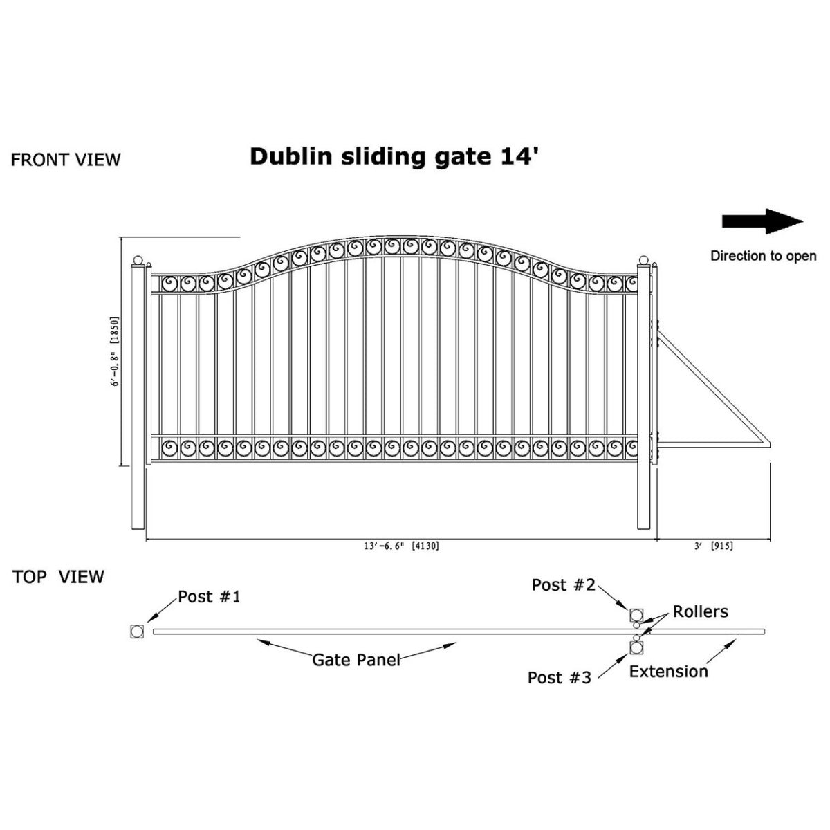ALEKO 14' × 6' Galvanized-Steel Sliding Driveway Gate