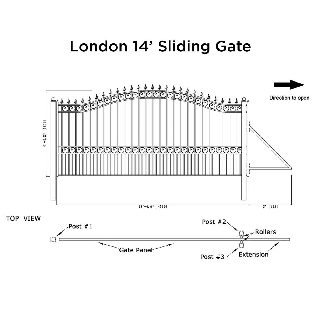 ALEKO 14' × 6' Galvanized-Steel Sliding Driveway Gate