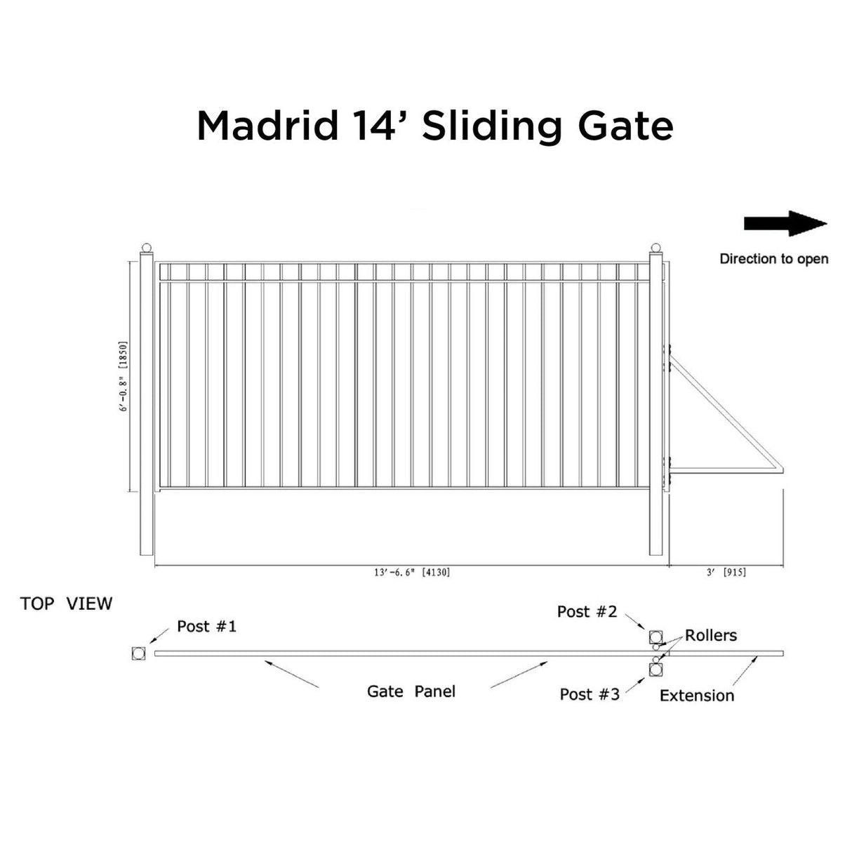 ALEKO 14' × 6' Galvanized-Steel Sliding Driveway Gate