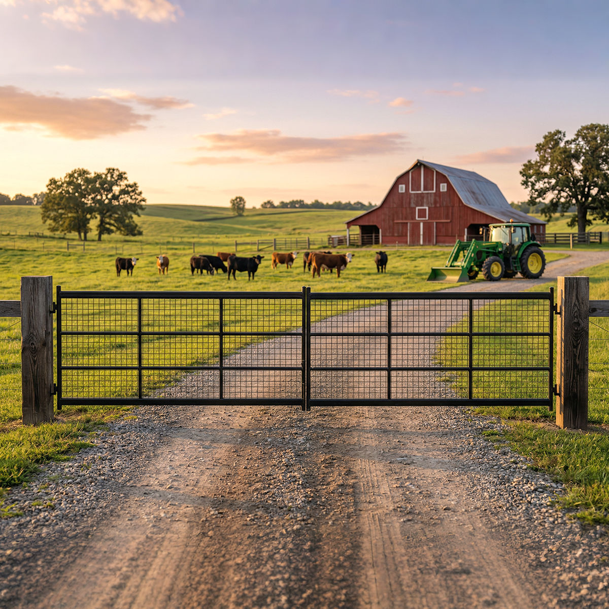 18' × 4.4' Steel Grid Farm Driveway Gate