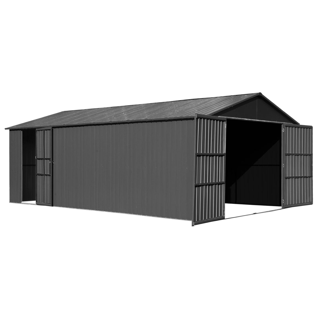12' × 20' Outdoor Metal Garage Shed with Side Entry, Window & Ventilation