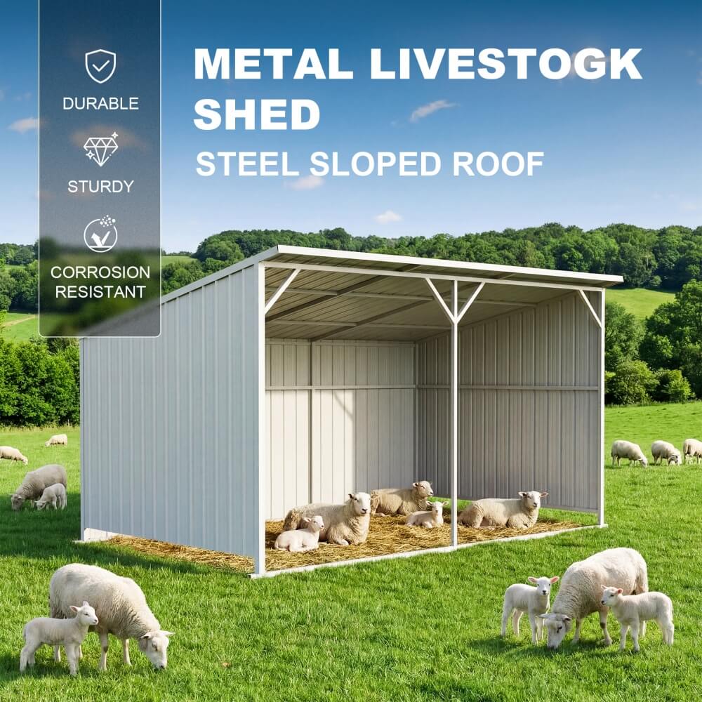 Chery Industrial 20' × 12' Heavy-Duty Metal Livestock Run-In Shed