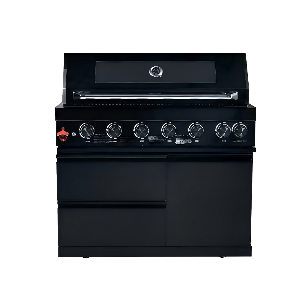 43" Six-Burner 85,000 BTU Stainless Steel Outdoor Kitchen Grill Island – Black