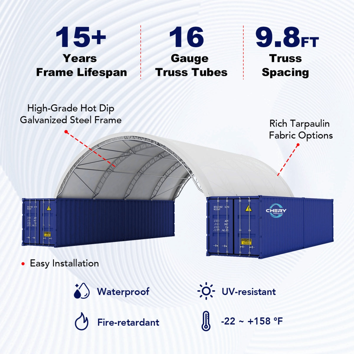 30' × 40' × 10' Double-Truss Shipping-Container Shelter