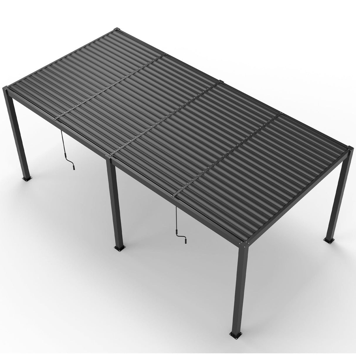 Adjustable Louvered Pergola with Hand Crank & Drainage System – Black