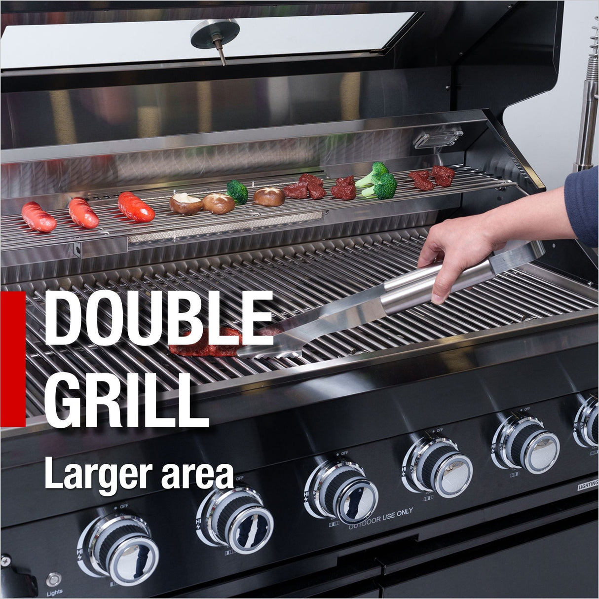 85" Natural Gas Outdoor Kitchen with 6-Burner Grill, Refrigerator, Rotisserie & Sink – Black