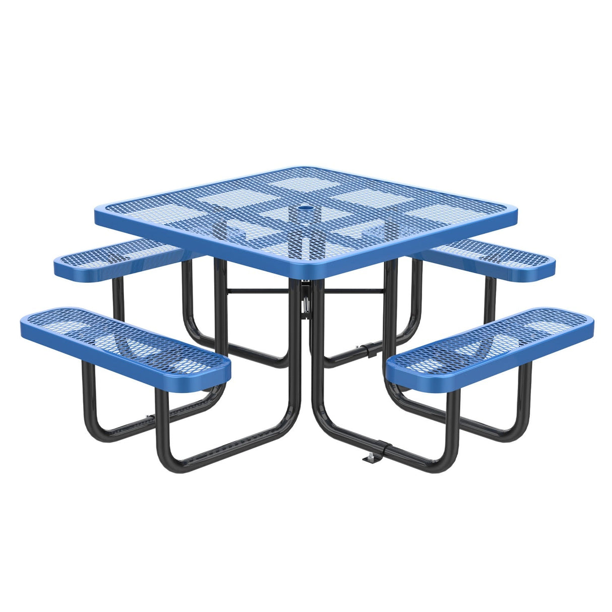 46" Square Heavy-Duty Coated-Steel Picnic Table with Umbrella Hole