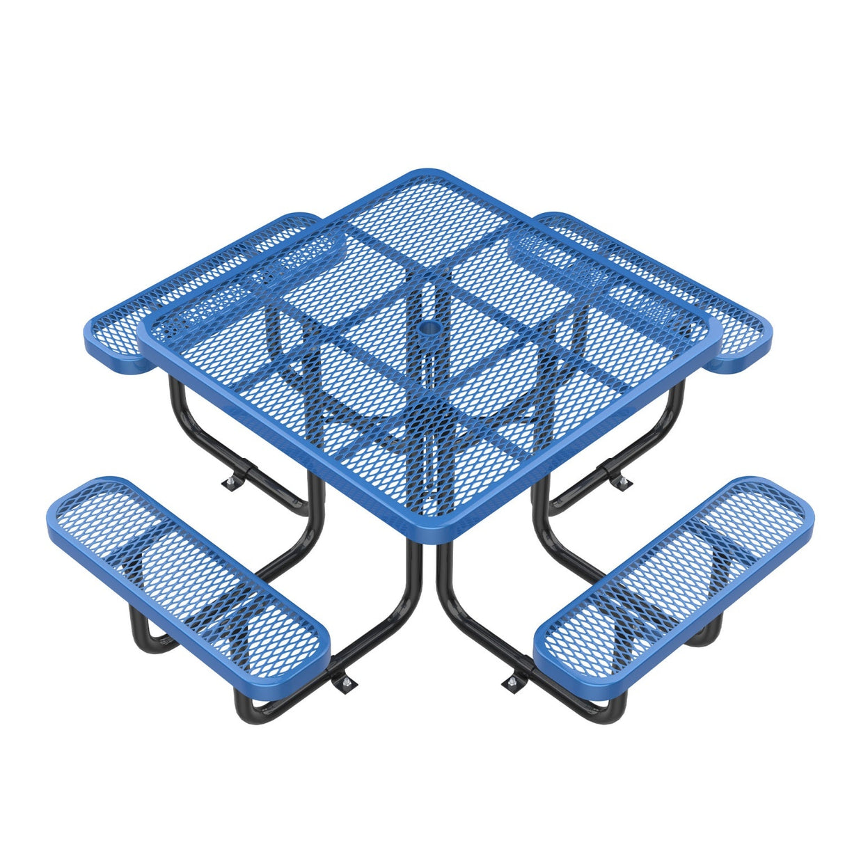 46" Square Heavy-Duty Coated-Steel Picnic Table with Umbrella Hole