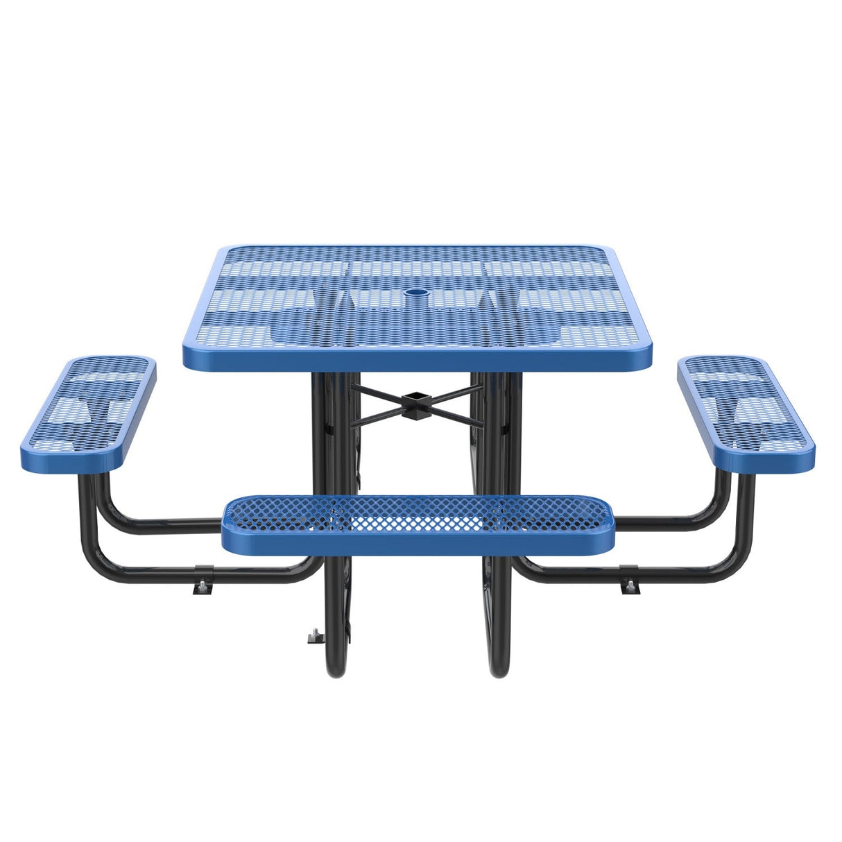 46" Square Heavy-Duty Coated-Steel Picnic Table with Umbrella Hole