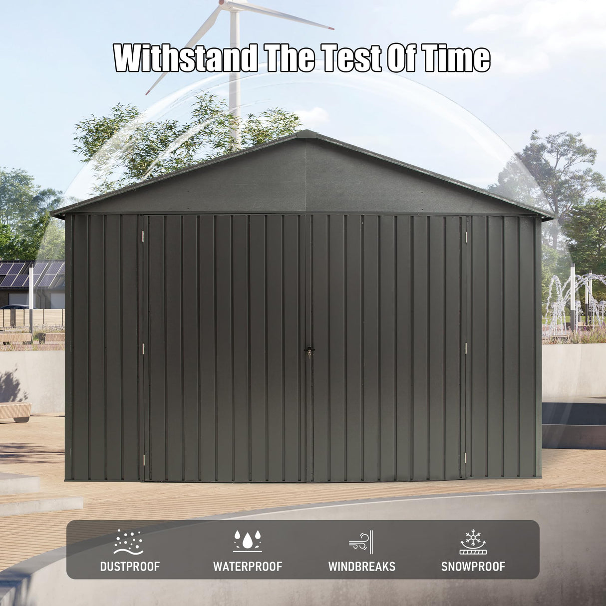12' × 25' Extra-Large Outdoor Metal Garage Shed & Enclosed Carport