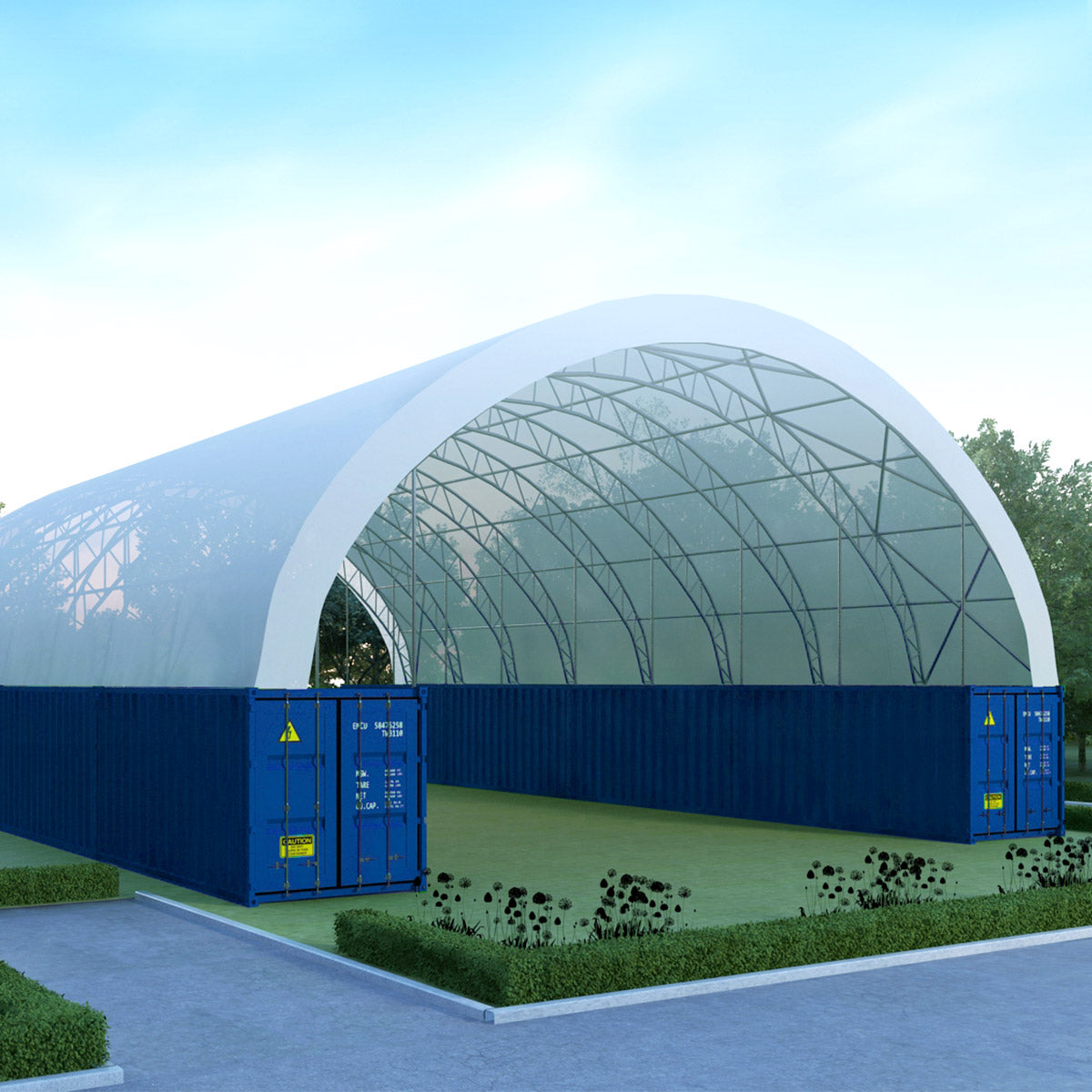 60' × 80' × 15' Double-Truss Container Canopy Shelter