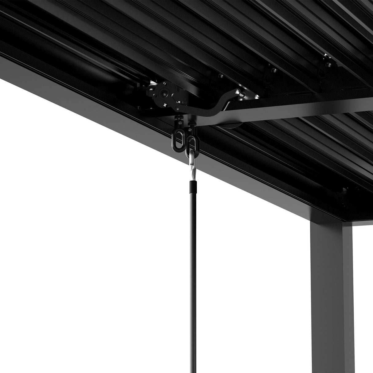 Adjustable Louvered Pergola with Hand Crank & Drainage System – Black