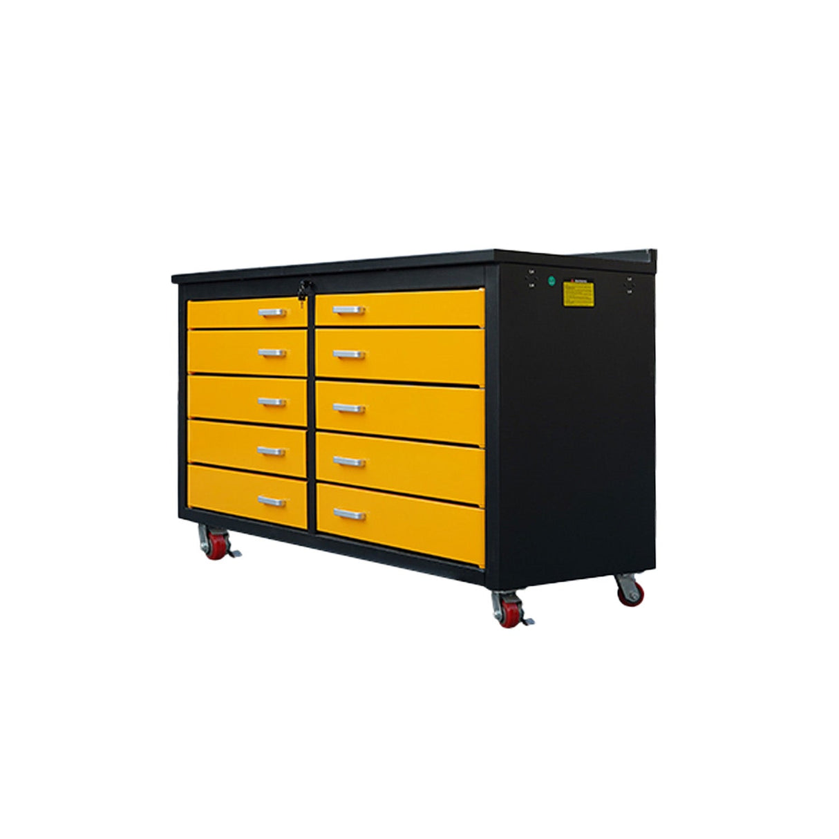 6' Heavy-Duty Mobile Workbench with 10 Drawers – Yellow
