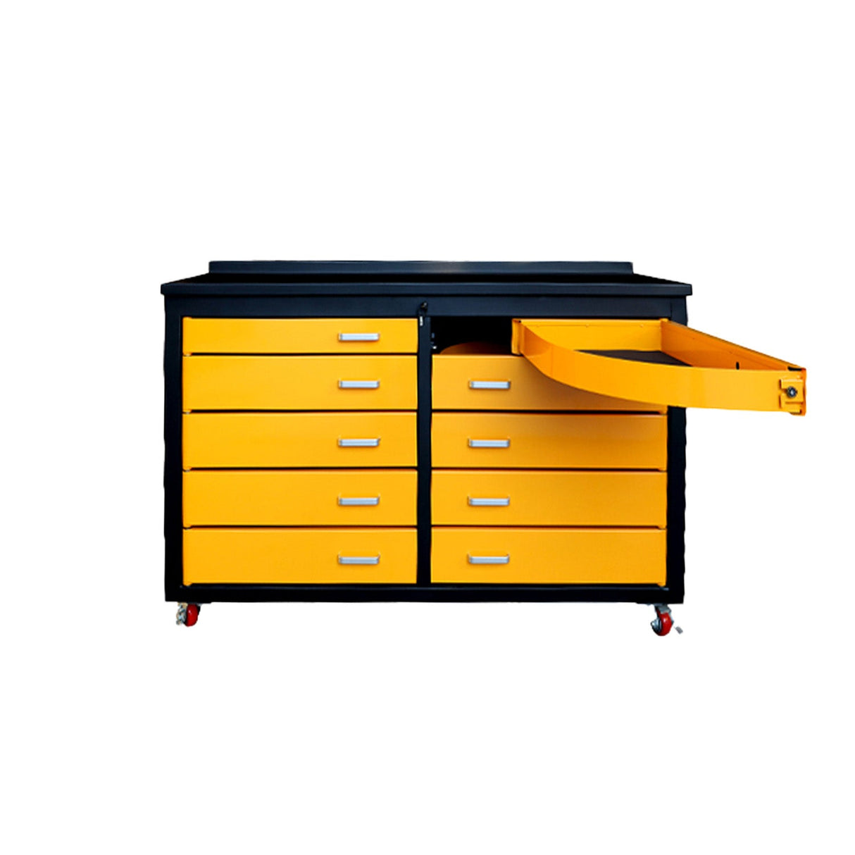 6' Heavy-Duty Mobile Workbench with 10 Drawers – Yellow