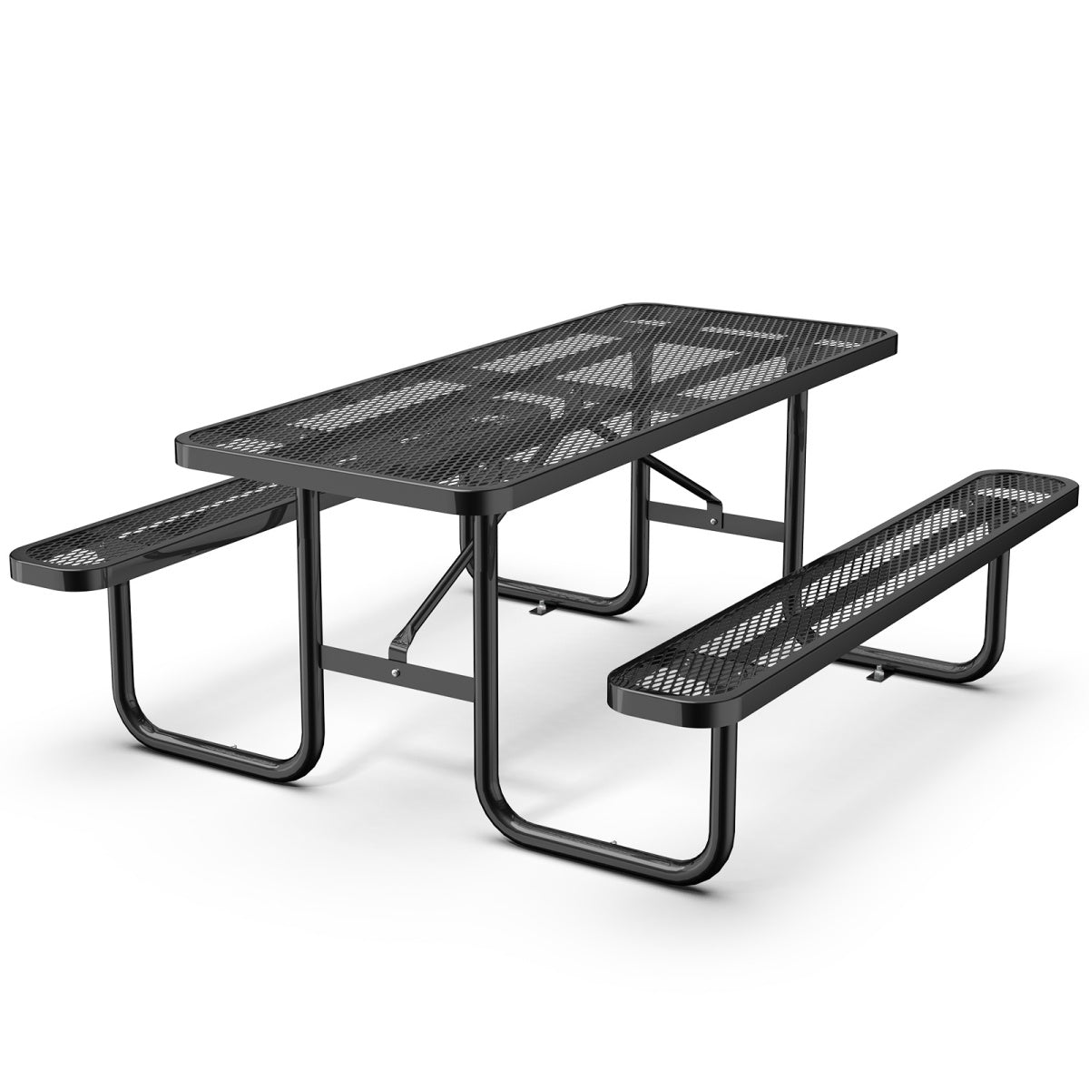 6' Heavy-Duty Coated-Steel Outdoor Picnic Table – 1,100 lb Capacity