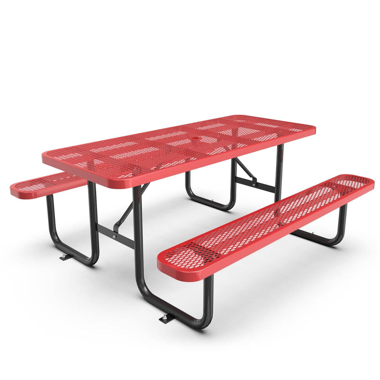 6' Rectangular Heavy-Duty Coated-Steel Picnic Table with Umbrella Hole