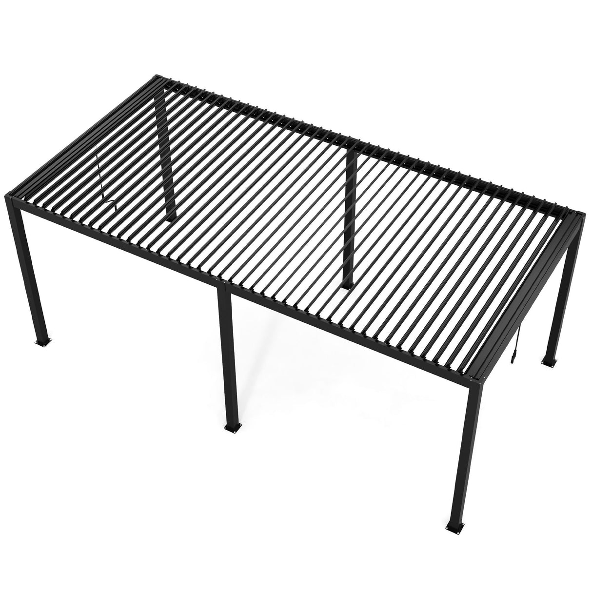 Adjustable Louvered Pergola with Hand Crank & Drainage System – Black