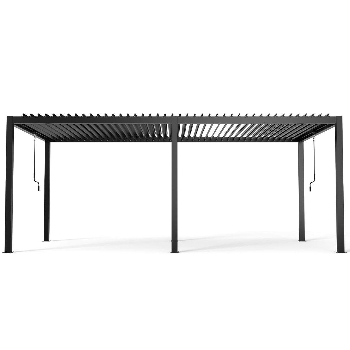 Adjustable Louvered Pergola with Hand Crank & Drainage System – Black