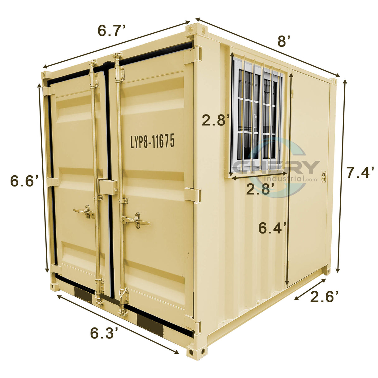 8' Compact Corten-Steel Shipping and Storage Container with Door & Window