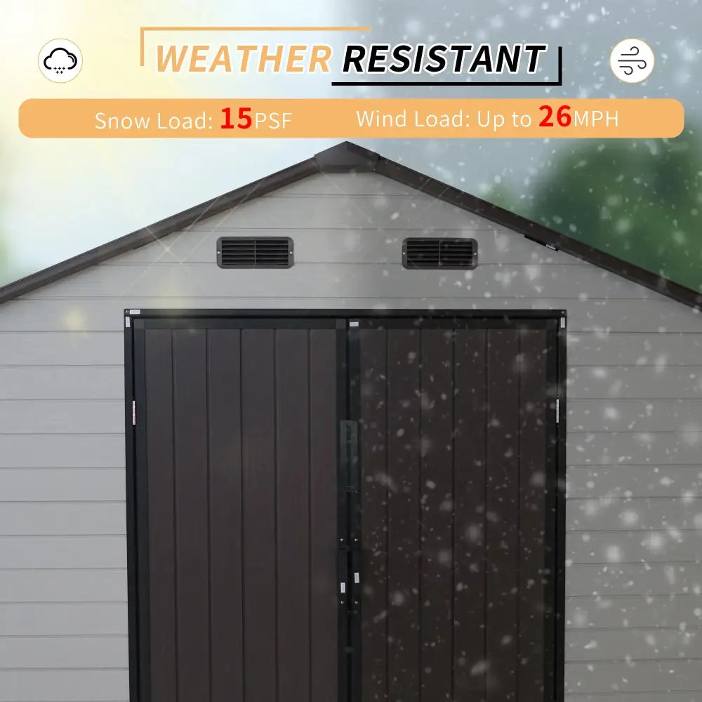 8' × 8' Resin Storage Shed with Aluminum Frame & Floor