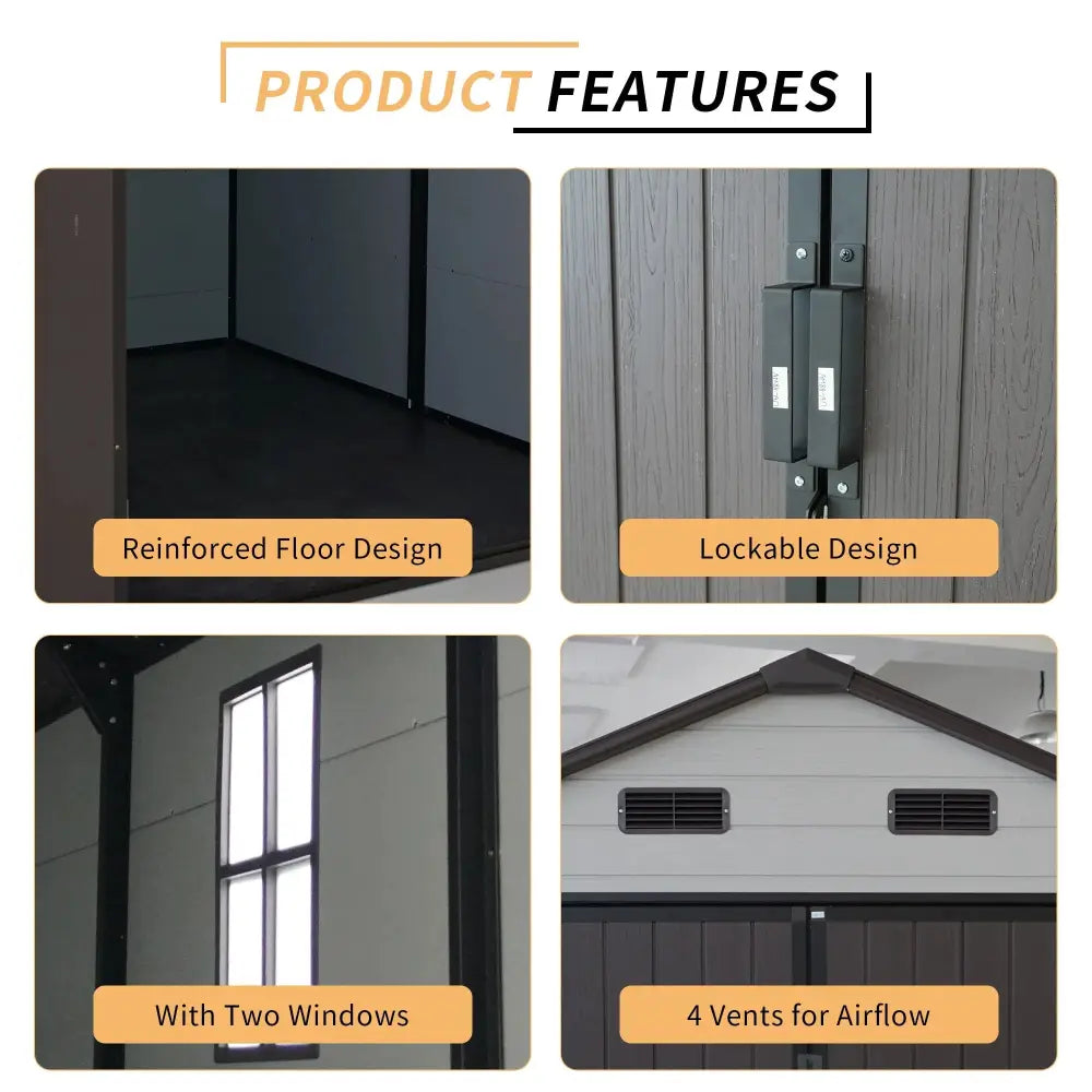 8' × 8' Resin Storage Shed with Aluminum Frame & Floor