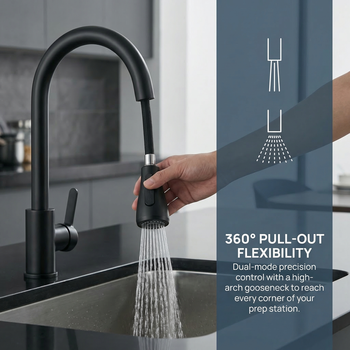 20" Stainless Steel Outdoor Sink Cabinet with Faucet & Lockable Storage – Black