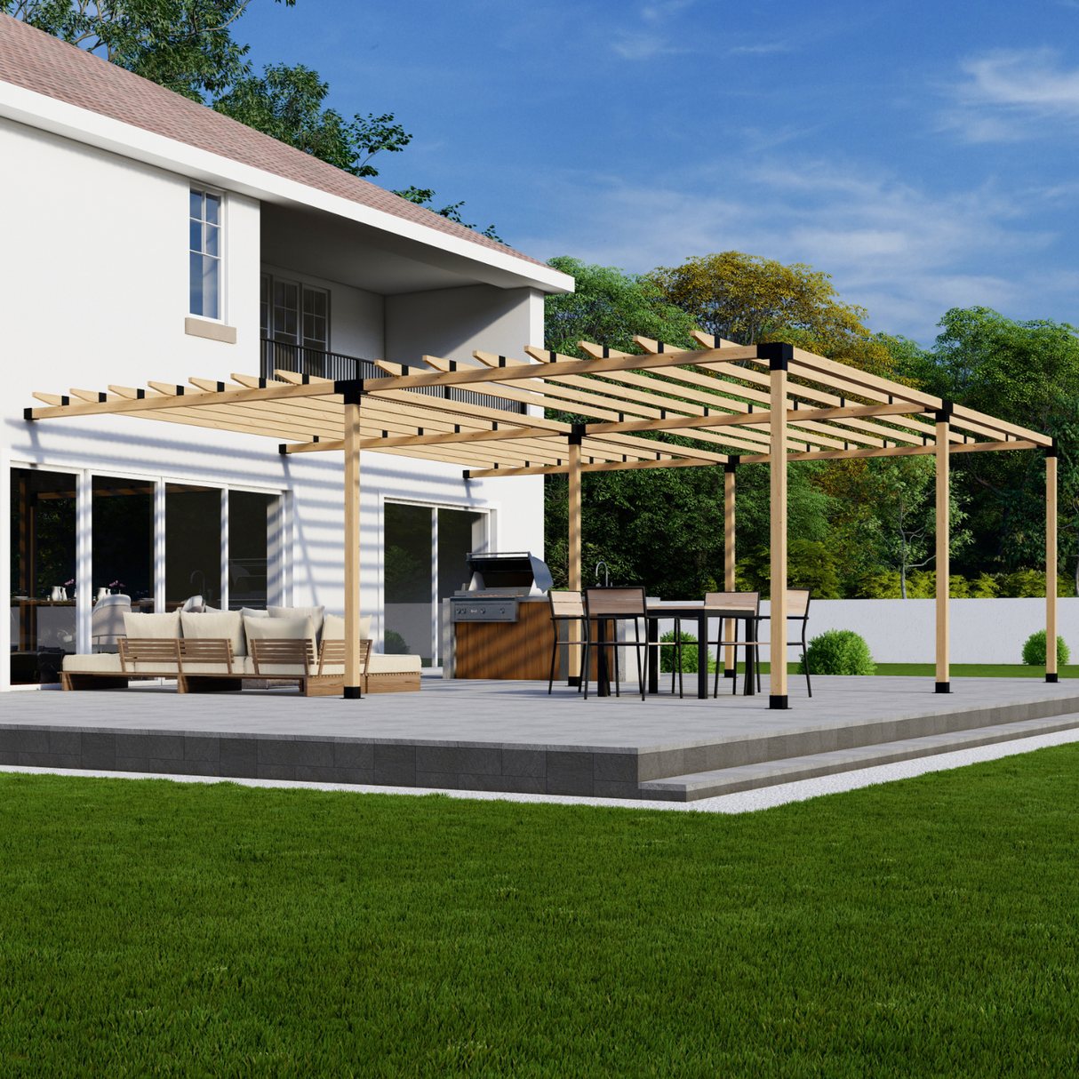 Zen DIY Attached Pergola Bracket Kit with Traditional Roof Rafters – Up to 24' × 24'