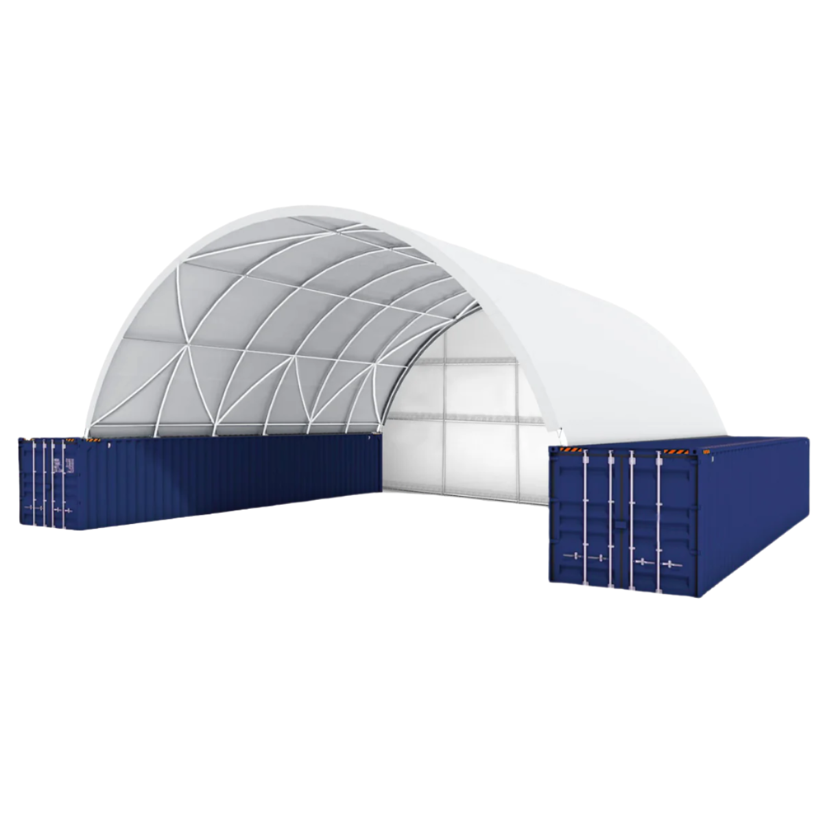 Rear view of 40' × 40' × 13' Container Shelter with Closed Rear Panel — view 10