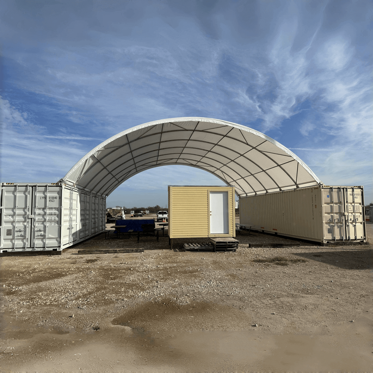 40' × 40' × 13' Shipping-Container Canopy Shelter