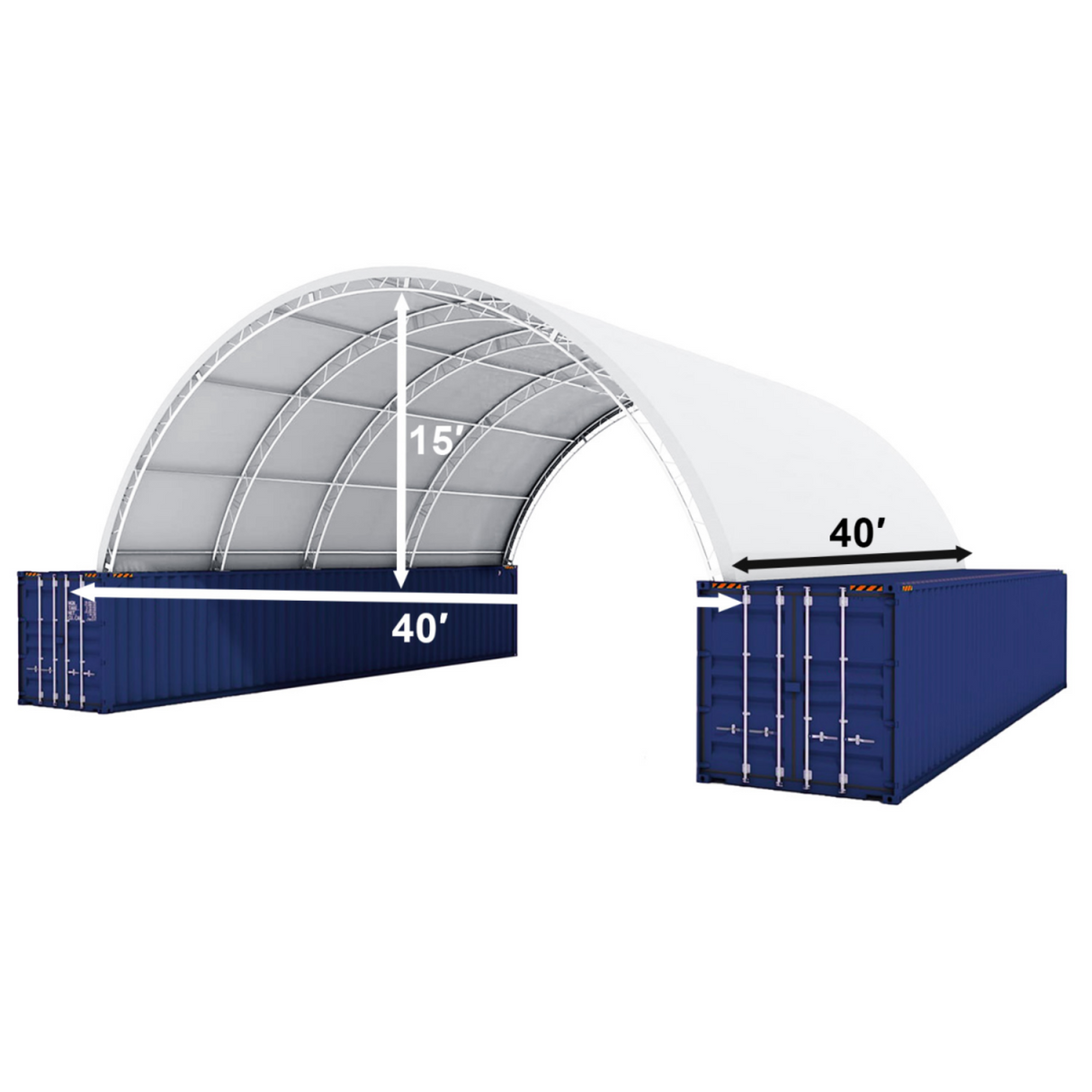 40' × 40' × 15' Double-Truss Shipping-Container Canopy Shelter