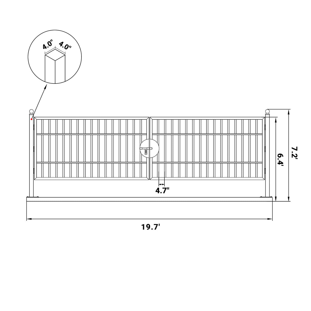 20' Galvanized-Steel Dual-Swing Farm Driveway Gate with Posts, Hinges & Lock
