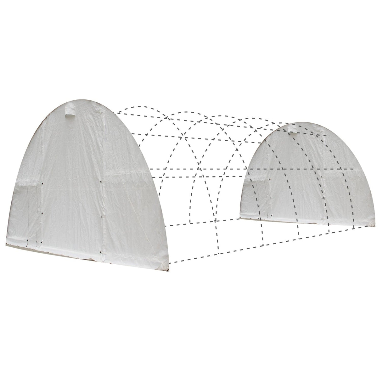 White 300 GSM PE End Panel with Roll-Up Door for 30' × 15' Dome Shelters