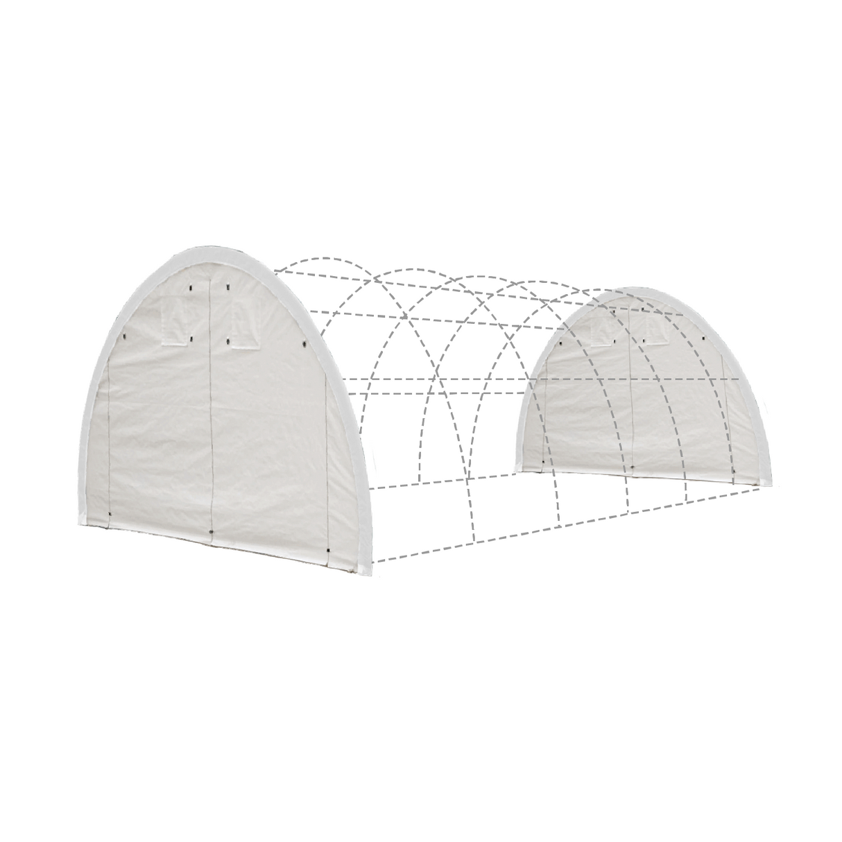 White 300 GSM PE Front and Rear Panel Kit with Zipper Door for 20' × 12' Single-Truss Shelters