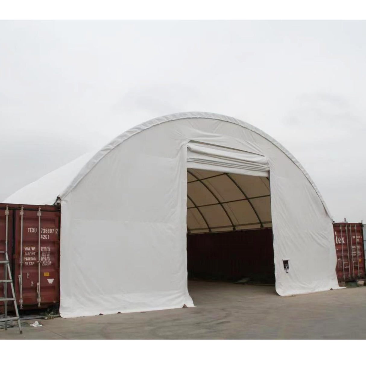 Gold Mountain Front Cover with Winch Door for 40' × 40' × 11' Shipping-Container Canopy Shelter