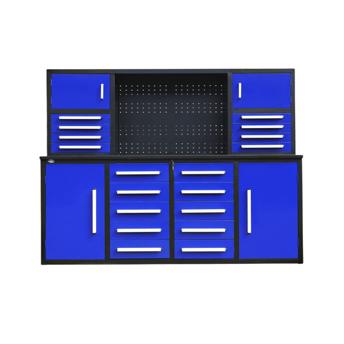 7' Heavy-Duty Garage Workbench Cabinet with 18 Drawers, 4 Cabinets & Pegboard