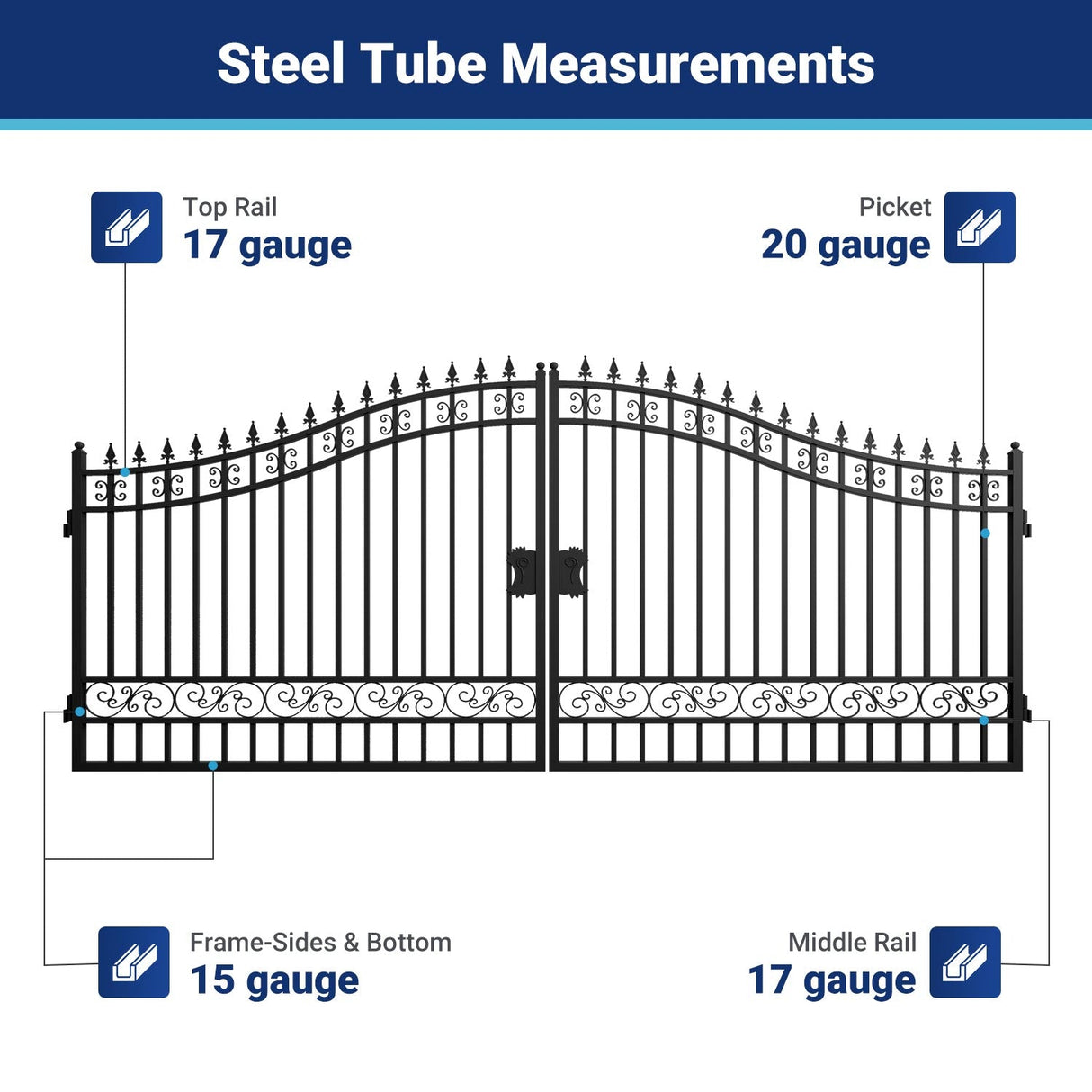 16' × 8' Minimalist Dual-Swing Metal Driveway Gate