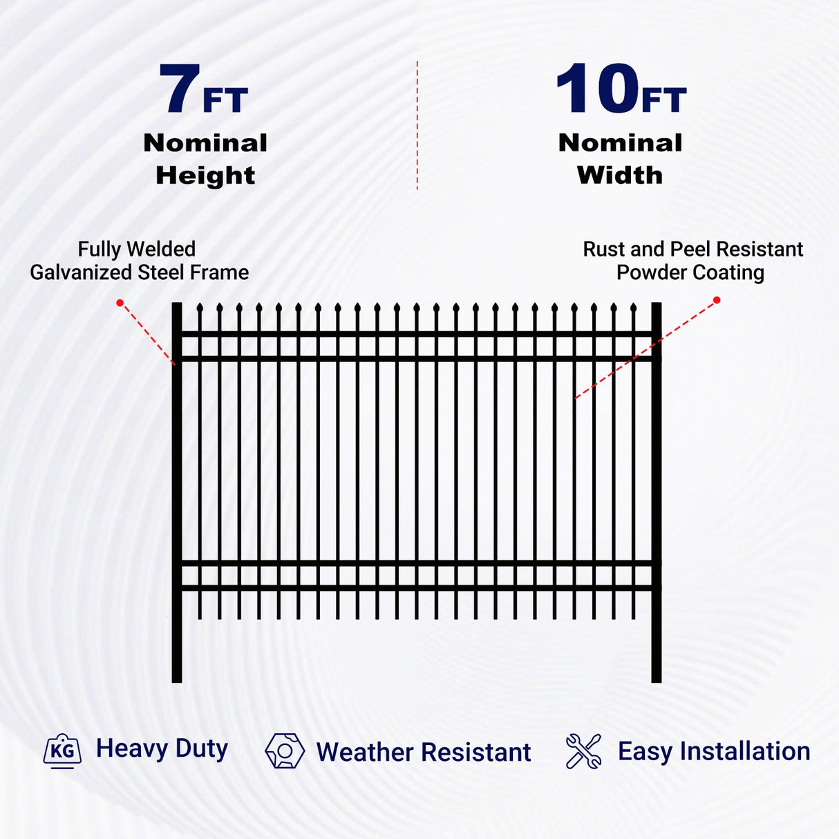 Greatbear 300 Linear Ft. Galvanized-Steel 4-Rail Fence Package – 30 Panels