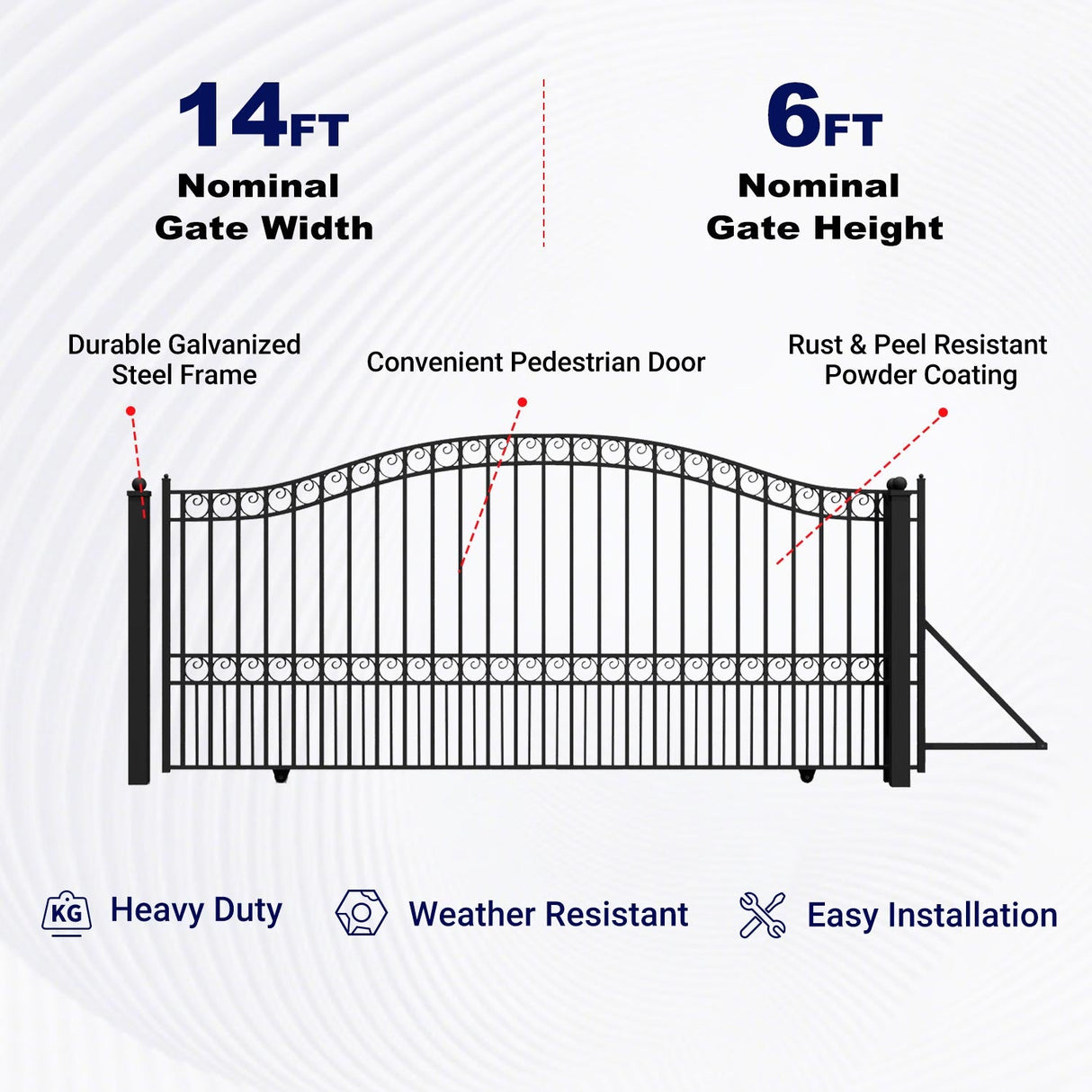 ALEKO 14' × 6' Galvanized-Steel Sliding Driveway Gate