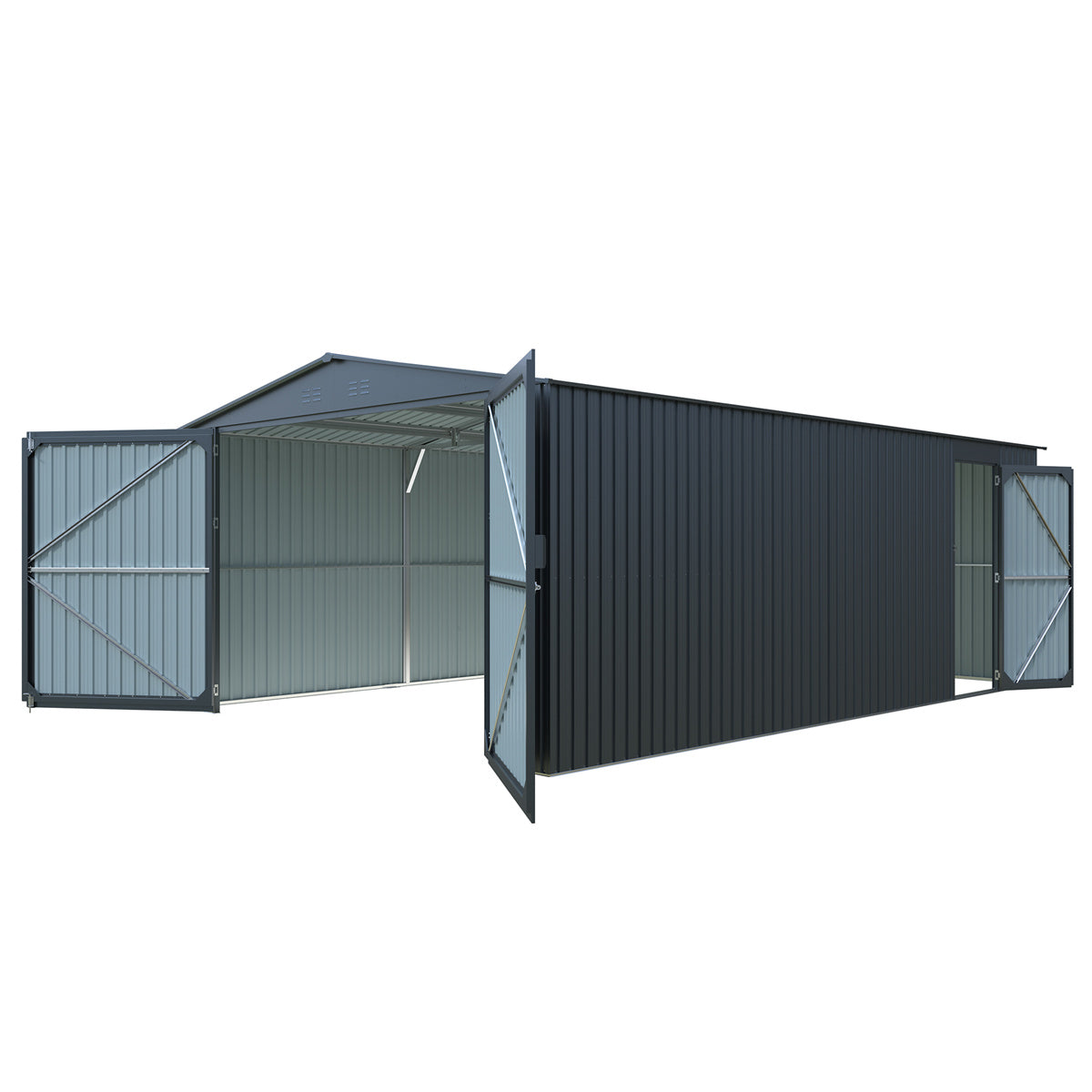 13' × 20' Upgraded Metal Garage Shed with Double Front Doors & Side Entry