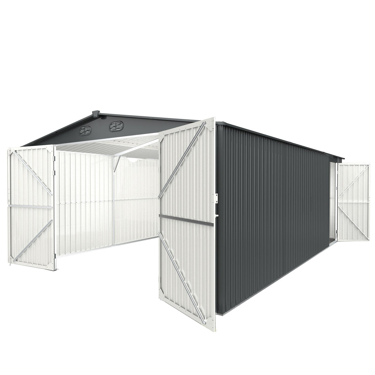 13' × 20' Galvanized-Steel Storage Shed with Double Front Doors & Side Entry