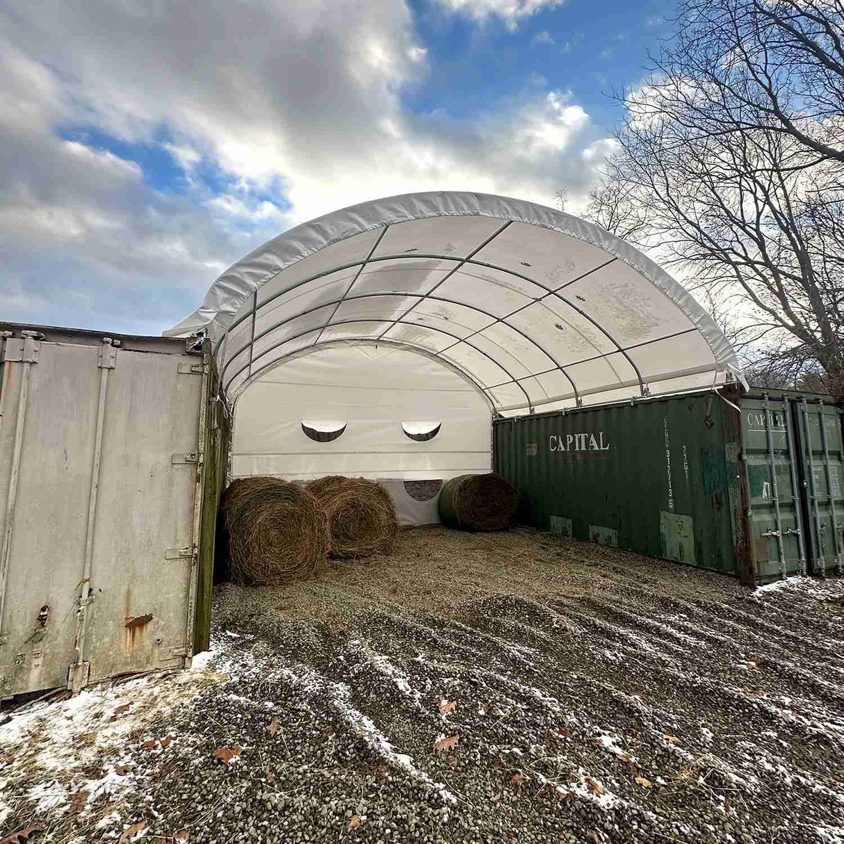 White 300 GSM PE Rear Panel Kit for 20'-Wide Container Shelters